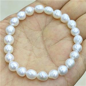Natural White Pearl Bracelet Stretchy, approx 7-8mm