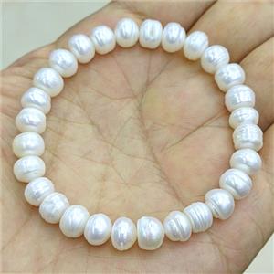 Natural White Pearl Bracelet Stretchy B-Grade, approx 7-8mm