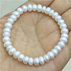 Natural White Pearl Bracelet Stretchy, approx 7-8mm