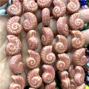 Porcelain Beads Pink Spiral Shell Shape, approx 18-22mm