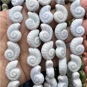 Porcelain Beads Gray Spiral Shell, approx 18-22mm