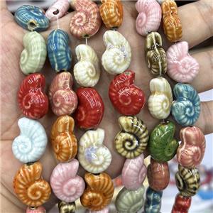 Porcelain Beads Spiral Shell Shaped Nautilus Mixed, approx 18-22mm
