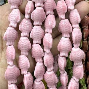 Porcelain Beads Fish Pink, approx 15-20mm