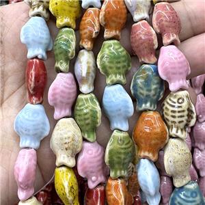 Porcelain Beads Fish Shaped Mixed Color, approx 15-20mm