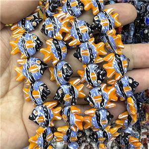 Porcelain Fish Beads Orange, approx 22mm