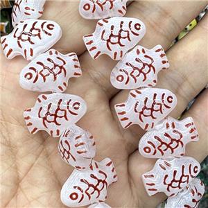 Lampwork Glass Fish Beads Red, approx 14-20mm