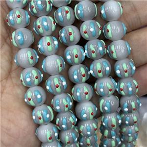 Porcelain Round Beads Halloween Pumpkin Gray, approx 12mm