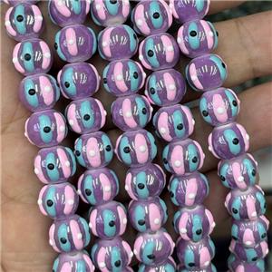 Porcelain Round Beads Halloween Pumpkin Purple, approx 12mm