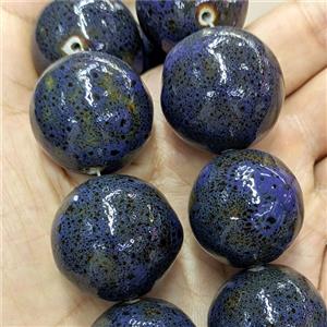 Deepblue Porcelain Round Beads Smooth, approx 27mm, 12pcs per st