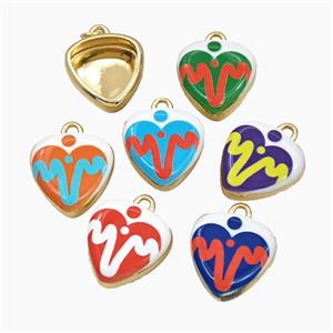 Copper Heart Pendant Painted Gold Plated Mixed, approx 17mm