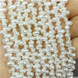 White Pearlized Shell Beads Freeform Topdrilled, approx 4-8mm