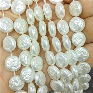 Pearlized Shell Coin Beads, approx 12mm
