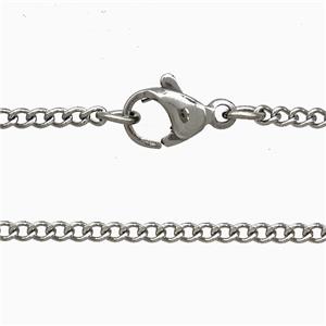 Raw Stainless Steel Necklace Chain, approx 1.8mm, 60cm length