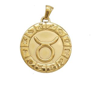 Stainless Steel Pendant, Gold Plated, approx 25mm