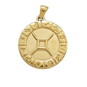 Stainless Steel Pendant, Gold Plated, approx 25mm