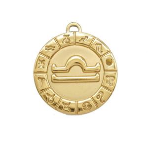 Stainless Steel Symbols Pendant Zodiac Libra Gold Plated, approx 25mm