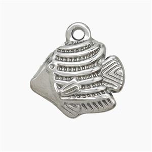 Raw Stainless Steel Fish Pendant, approx 14-18mm