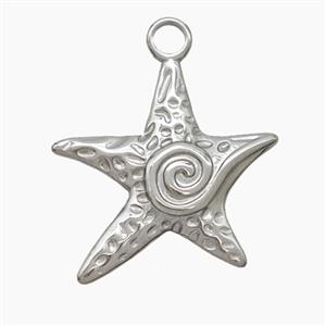 Raw Stainless Steel Starfish Pendant, approx 20mm
