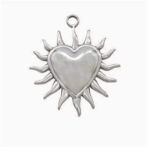 Raw Stainless Steel Heart Pendant, approx 23mm