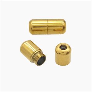 Stainless Steel Cord End Screw Gold plated, approx 6x12mm, 2mm hole