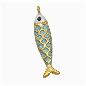 Stainless Steel Fish Pendant Green Painted Gold Plated, approx 6-23mm
