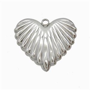Raw Stainless Steel Heart Pendant, approx 30mm