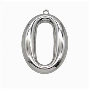 Raw Stainless Steel House Number 0 Pendant, approx 24-34mm