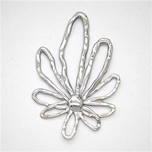 Raw Stainless Steel Flower Pendant, approx 30-45mm