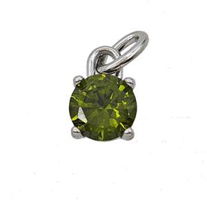 Raw Stainless Steel Pendant Pave Zirconia, approx 7mm