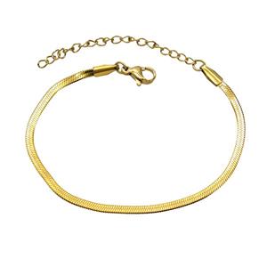 Stainless Steel Bracelet Chain Flat Snake Gold Plated, approx 2.5mm, 15-20cm length