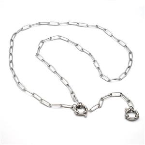 Raw Stainless Steel Necklace Chain, approx 4-12mm, 55cm length