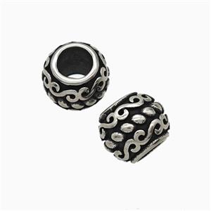 Stainless Steel Rondelle Beads Large Hole Antique Silver, approx 9-11mm, 5mm hole