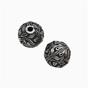 Stainless Steel Round Beads Antique Silver, approx 10mm