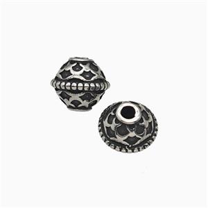 Stainless Steel Bicone Beads Antique Silver, approx 8mm