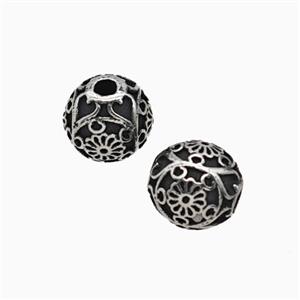 Stainless Steel Round Beads Antique Silver, approx 8mm