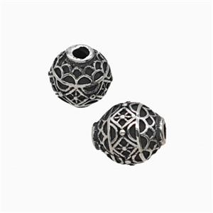 Stainless Steel Barrel Beads Antique Silver, approx 8-10mm