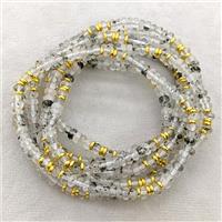 Natural Black Rutilated Quartz Bracelet Stretchy Rondelle, approx 4mm