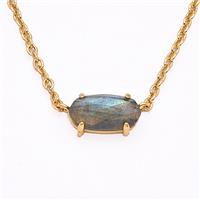 Labradorite Copper Necklace Gold Plated, approx 7-14mm, 45-50cm length