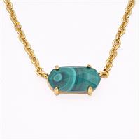 Green Malachite Copper Necklace Gold Plated, approx 7-14mm, 45-50cm length