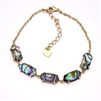 Abalone Shell Copper Bracelet Gold Plated, approx 7-14mm, 22-27cm length