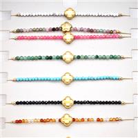 Gemstone Bracelet With Clover Mixed, approx 7.5mm, 2mm, 16-24cm length