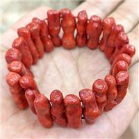 Red Coral Stick Bracelets Dye Stretchy, approx 6-25mm