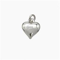 Copper Heart Pendant Platinum Plated, approx 8mm