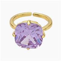 Copper Ring Pave Purple Zirconia Gold Plated, approx 12mm, 18mm dia