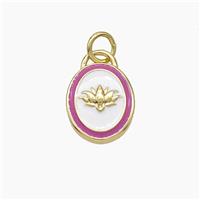 Copper Lotus Pendant Enamel Oval Gold Plated, approx 10-12mm
