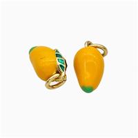 Copper Mango Pendant Yellow Enamel Gold Plated, approx 7-10mm