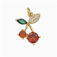 Copper Cherry Pendant Pave Zirconia Gold Plated, approx 14-16mm