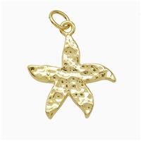 Copper Seastar Pendant Hammered Gold Plated, approx 18mm
