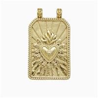 Copper Heart Pendant Rectangle 2loops Gold Plated, approx 16-28mm