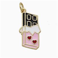 Chocolate Heart Charms Copper Pendant Enamel Gold Plated, approx 11-18mm